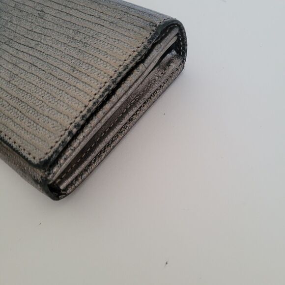 Nina Ricci Vintage Leather Long Wallet Metalic Silver Envelope Designer - Picture 8 of 9